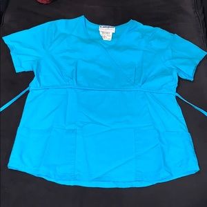 Turquoise Blue Landau Small Scrub Top